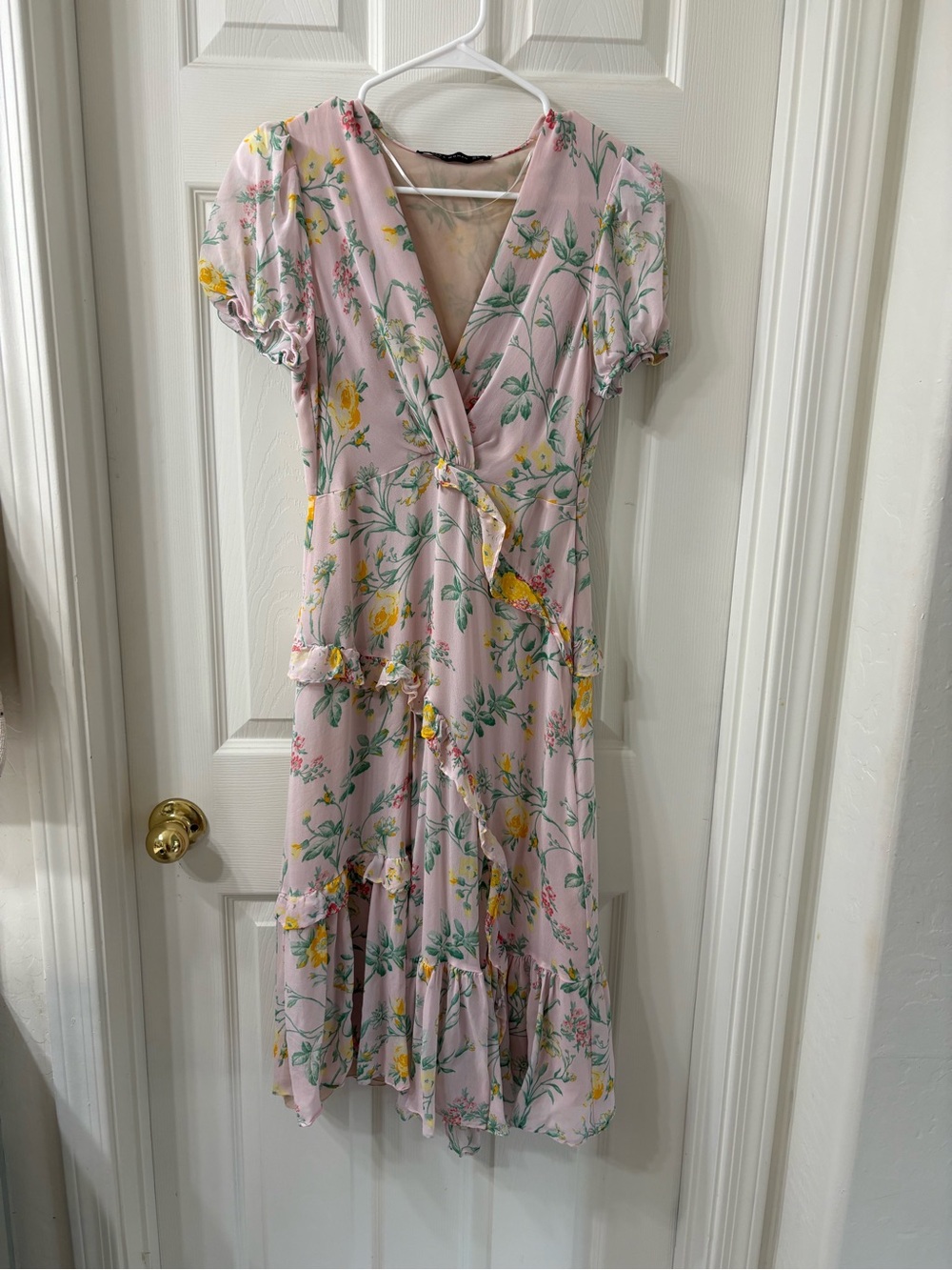 Zara Woman Wrap Midi Dress in Light Pink